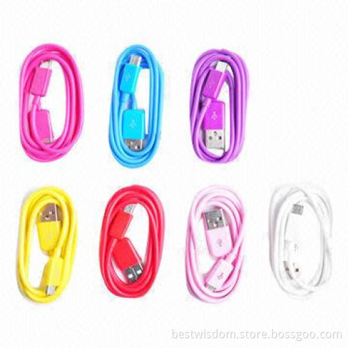 USB 2.0 AM to Micro 12 Core Data Transfer Cable with PVC Jacket, Multicolor